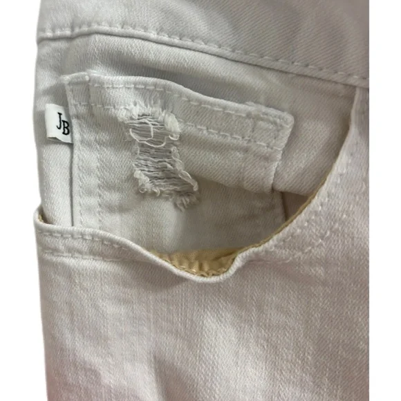 JUDY BLUE white, distressed, mid-rise boyfriend-fit jeans with a raw hem 3/26 - Picture 6 of 11